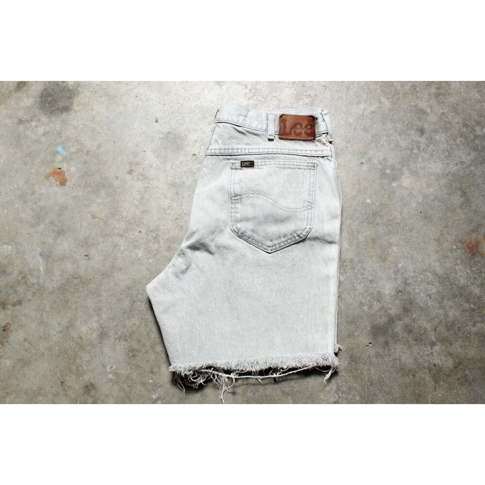 Vintage 1990's USA-Made Lee Gray Distressed Cutoff Jean Shorts - 33"